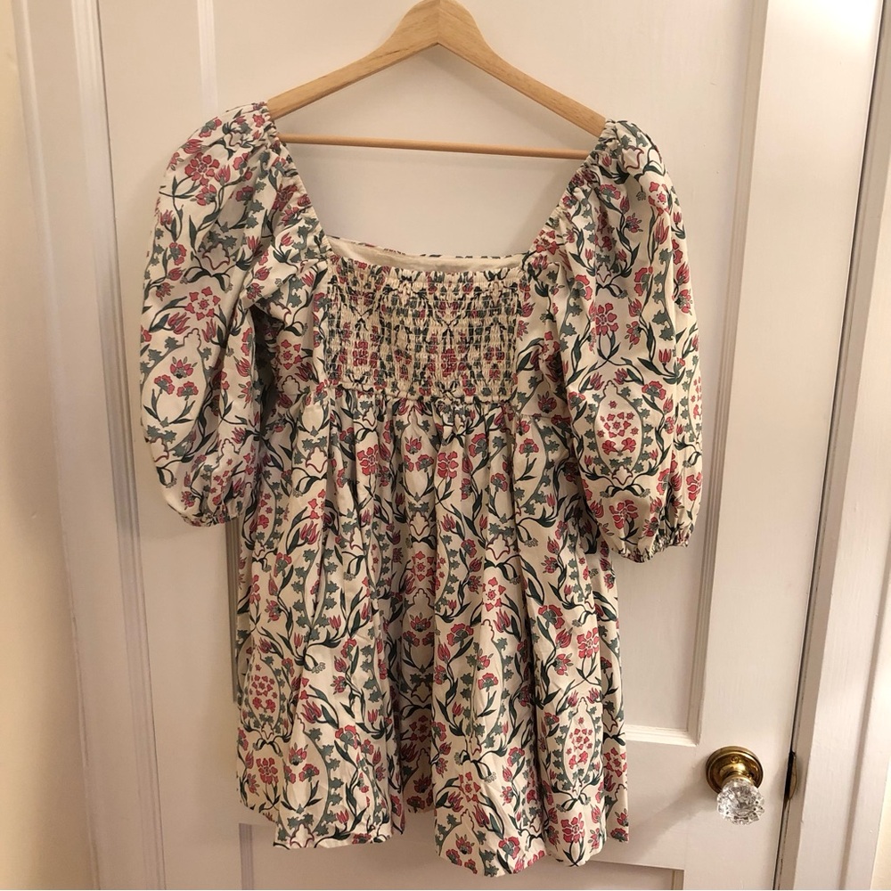 Abercrombie & Fitch Dress Floral White and Green Cotton - Picture 3 of 7
